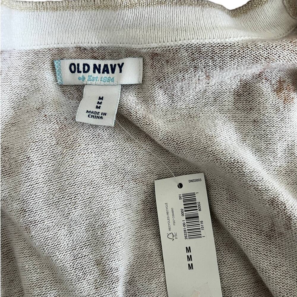 Old Navy Womens Cardigan Glitter Animal Print Long Sleeve Tan Glitter M Medium - Picture 6 of 7